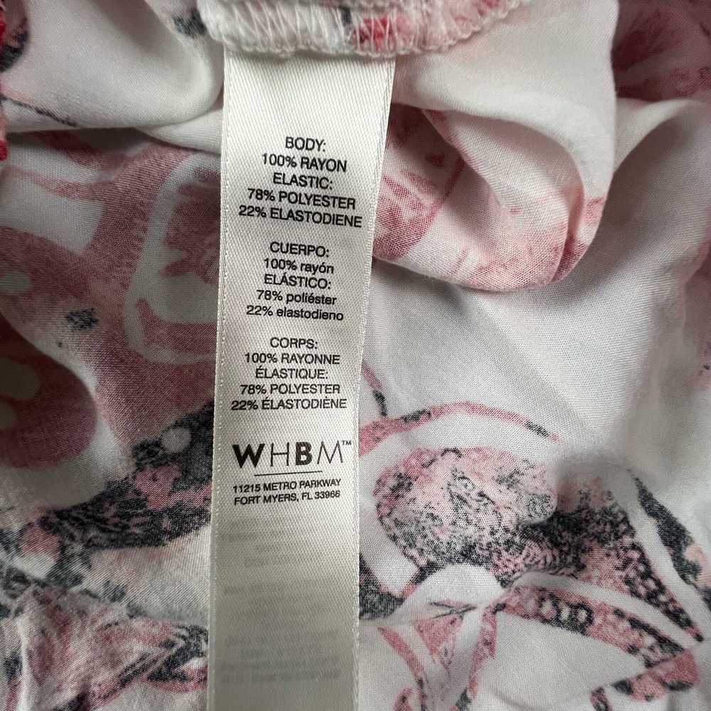 WHBM Paisley Off-The-Shoulder Blouse Women XS Pink White Rayon Peasant Top - Picture 4 of 6